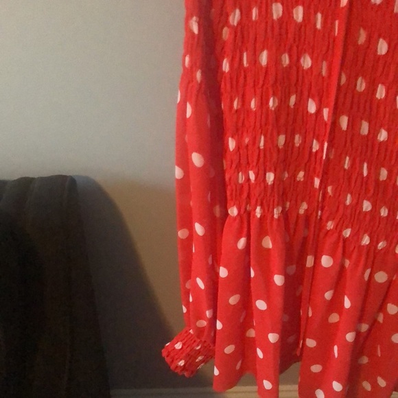 Rose + Olive red blouse with white polka dots - Picture 3 of 5